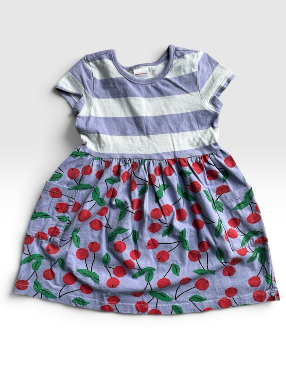 Hanna Andersson Purple Striped Cherry Dress (4T/100cm)